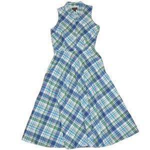Duck Head classic plaid full dress cotton collar button front dress size 10